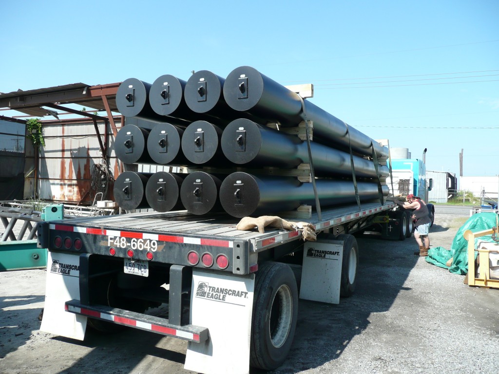 Partial view of 60 ea. - foam filled Steel Pontoons shipped to Washington State.